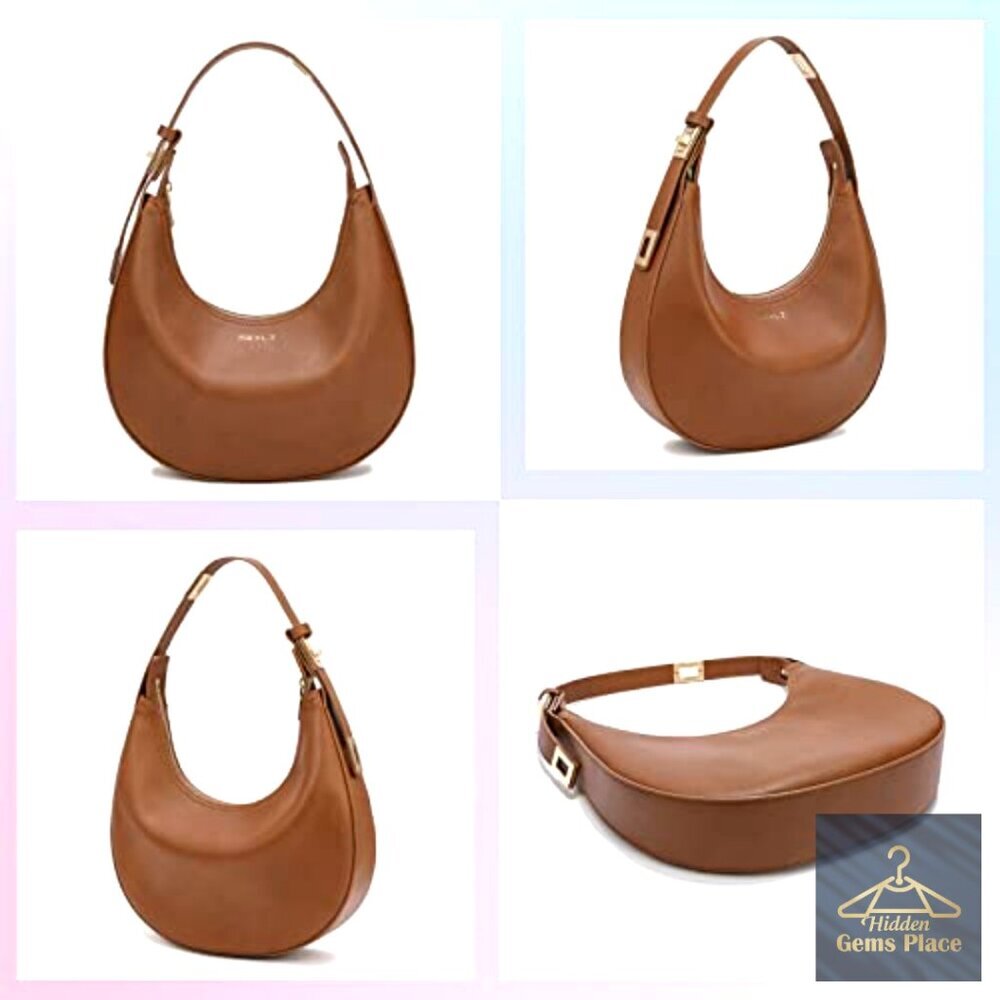 Medium PU Leather Shoulder Bag with Adjustable Strap, Zip Closure, Large - Picture 4 of 7